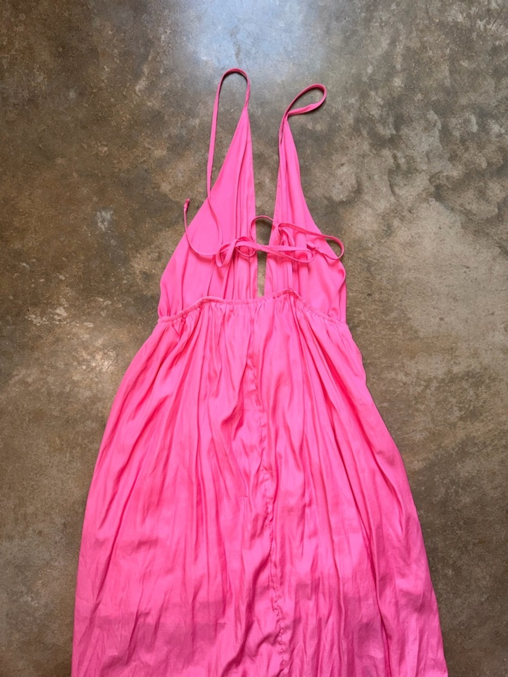 Lioness Hot Pink Maxi Dress Size 10 Plunge Neck Slit Vacation Dress - Picture 6 of 12